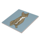 Bruine en witte Franse bulldog Tegeltje (Zijkant)