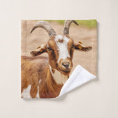 Bruine en witte geit bad handdoek (Wasdoekje)