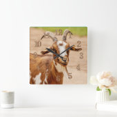 Bruine en witte geit vierkante klok (Huis)