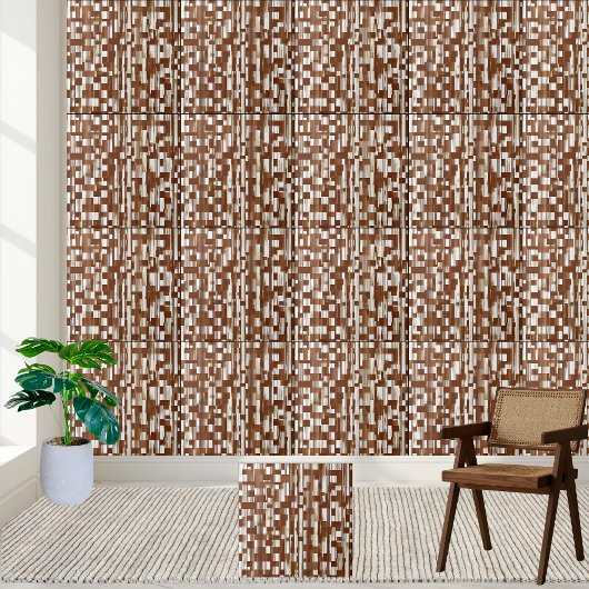 Bruine en witte geometrische geruite Tegel Tegeltje