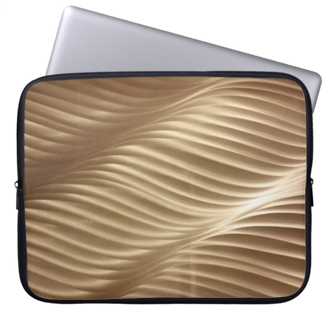Bruine en witte gestreept textiel laptop sleeve (Voorkant)