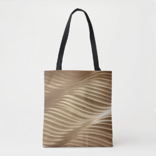 Bruine en witte gestreept textiel tote bag