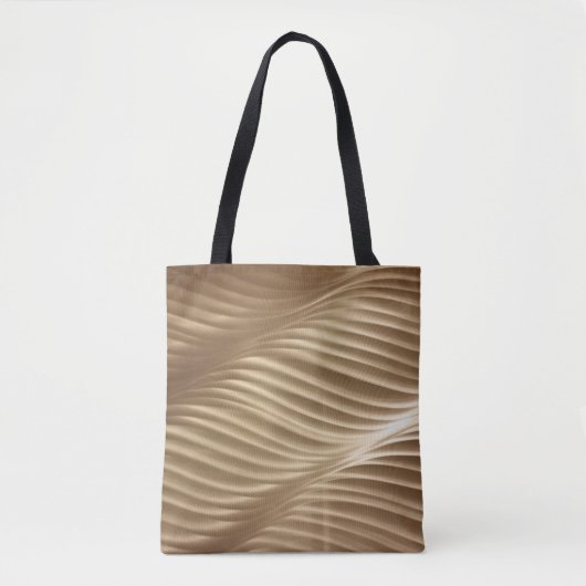 Bruine en witte gestreept textiel tote bag (Voorkant)
