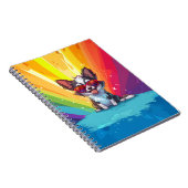 Bruine en witte hond die een zonnebril draagt notitieboek (Rechterzijde)