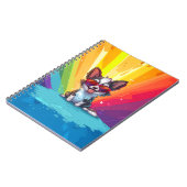 Bruine en witte hond die een zonnebril draagt notitieboek (Linkerzijde)