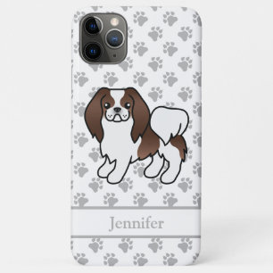 Bruine En Witte Japanse Chin Cartoon Hond & Naam Case-Mate iPhone Case