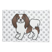Bruine en witte Japanse Chin Cartoon-hond & poten Kussensloop (Achterkant)