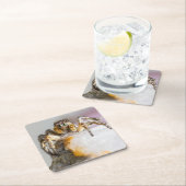 Bruine en Witte Jumping Spider op White Rock Kartonnen Onderzetters (Insitu)