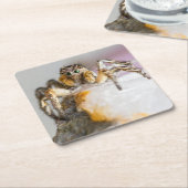 Bruine en Witte Jumping Spider op White Rock Kartonnen Onderzetters (Schuin)