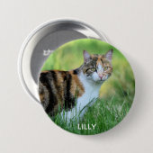 Bruine en witte kat ronde button 7,6 cm (Voorkant /achterkant)