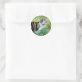 Bruine en witte kat ronde sticker (Tas)