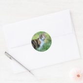 Bruine en witte kat ronde sticker (Envelop)