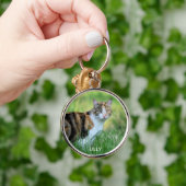Bruine en witte kat sleutelhanger (Hand)