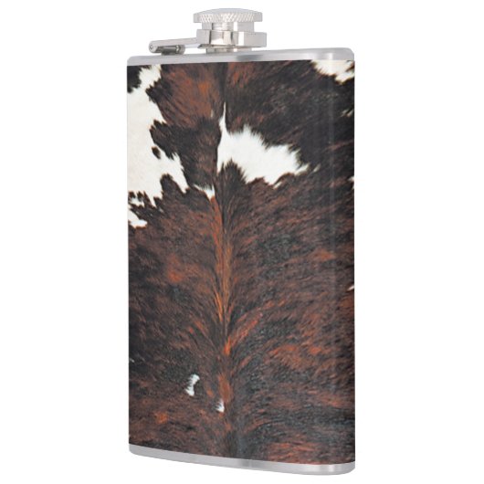 Bruine en witte Koe Afdrukkolf Heupfles (Links)