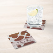 Bruine en witte Koe Spots Dank je Kartonnen Onderzetters (Insitu)