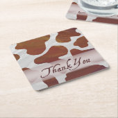 Bruine en witte Koe Spots Dank je Kartonnen Onderzetters (Schuin)