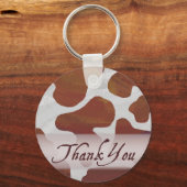 Bruine en witte Koe Spots Dank je Sleutelhanger (Voorkant)