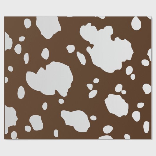 Bruine en witte Koe vlekken Dierenprint Cadeaupapier (Vlak)