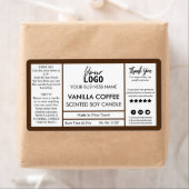 Bruine en witte koffee-gecentreerde sojakandel etiket (Insitu)