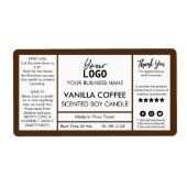 Bruine en witte koffee-gecentreerde sojakandel etiket (Voorkant)