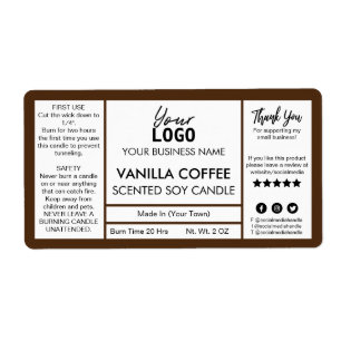 Bruine en witte koffee-gecentreerde sojakandel etiket