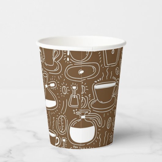 Bruine en witte koffiepot-feestbeker papieren bekers (Rechts)