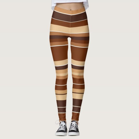 Bruine en witte Leggings – Stijlvol, comfortabel (Voorkant)