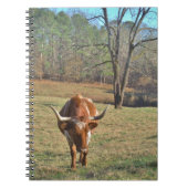 Bruine en witte Longhorn Bull Blue Sky Notitieboek (Voorkant)