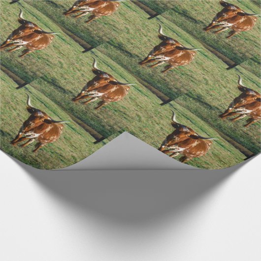 Bruine en witte Longhorn Bull Cadeaupapier (Hoek)