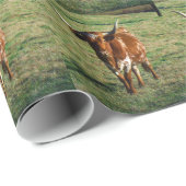 Bruine en witte Longhorn Bull Cadeaupapier (Rol Hoek)