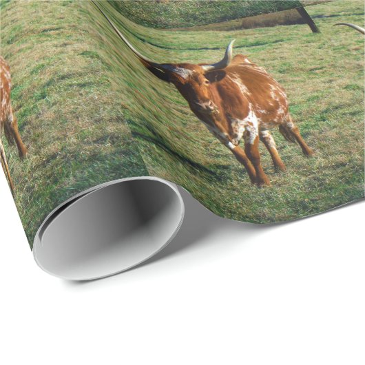 Bruine en witte Longhorn Bull Cadeaupapier (Rol Hoek)