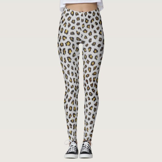 Bruine en witte luipaard leggings (Voorkant)