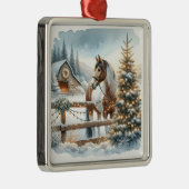  bruine en witte paarden feestelijke kerst metalen ornament (Rechts)
