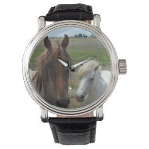 bruine en witte paarden, horloge