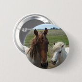 bruine en witte paarden, ronde button 5,7 cm (Voorkant /achterkant)