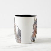 Bruine en witte paarden tweekleurige koffiemok (Center)