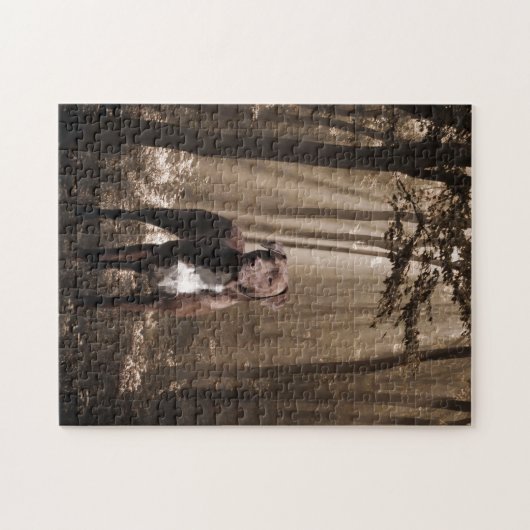 Bruine en witte peper in bosbodemzonnestraal legpuzzel (Horizontaal)