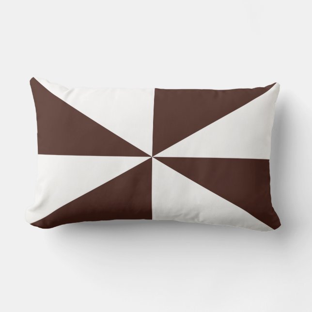 Bruine en Witte Pinwheel Kussen (Voorkant)