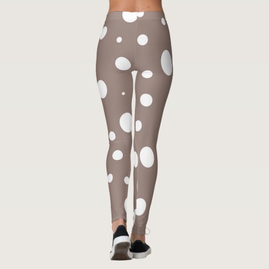 Bruine en witte pokadot leggings (Achterkant)