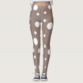 Bruine en witte pokadot leggings (Voorkant)