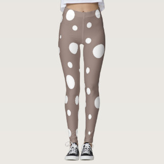 Bruine en witte pokadot leggings