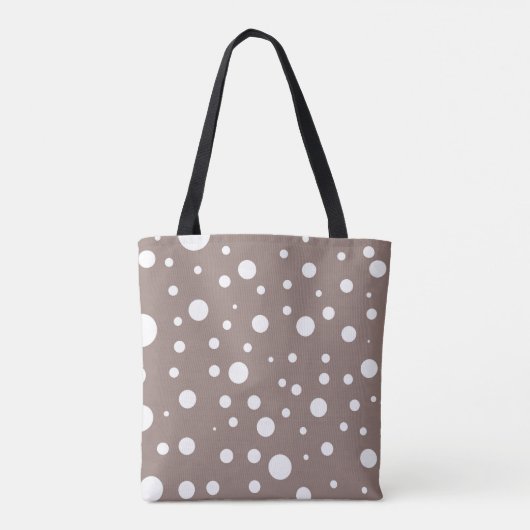 Bruine en witte Polka Dot Canvas tas (Achterkant)