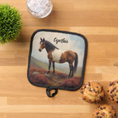 Bruine en witte Shetland Pony Pannenlap (Top down)