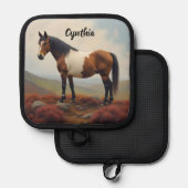 Bruine en witte Shetland Pony Pannenlap (Voorkant / Achterkant)