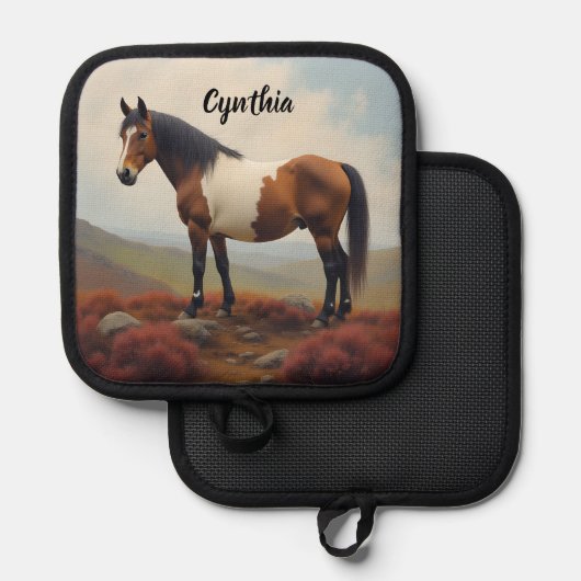 Bruine en witte Shetland Pony Pannenlap (Voorkant / Achterkant)