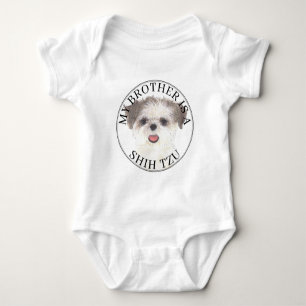 Bruine en witte Shih Tzu broer Romper