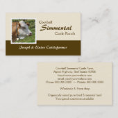 Bruine en witte Simmental-koe met cowbell Visitekaartje (Voorkant / Achterkant)