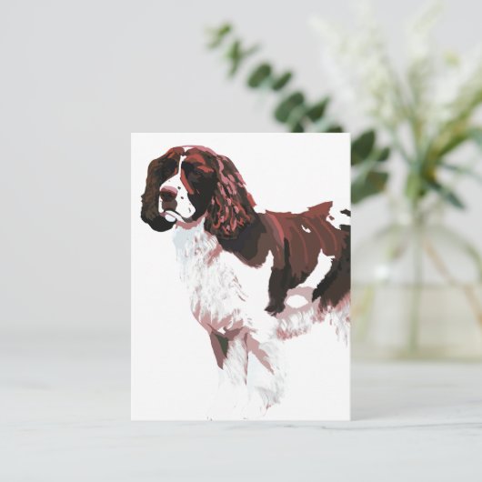 Bruine en witte spanielkaart briefkaart (Staand voorkant)