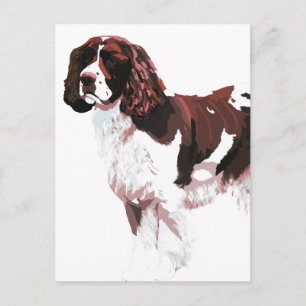 Bruine en witte spanielkaart briefkaart