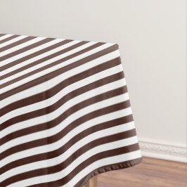 Bruine en witte streep tafelkleed
